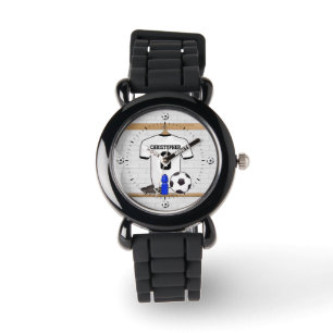 Personalised White Black Football Soccer Jersey Watch