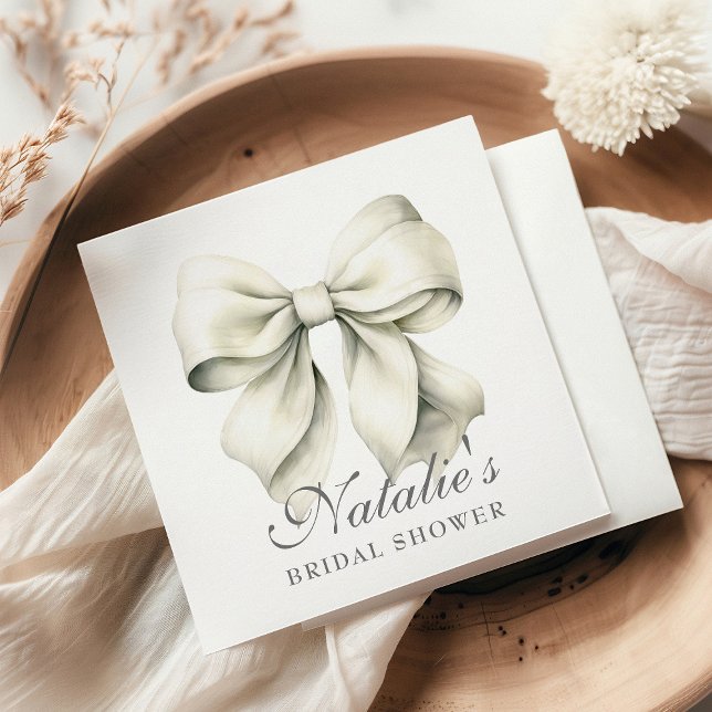 Personalised White Bow Bridal Shower Fancy Napkin (Creator Uploaded)