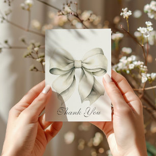 Personalised White Bow Bridal Shower Thank You Card