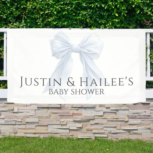 Personalised White Bow Girl Coquette Baby Shower Banner (Creator Uploaded)