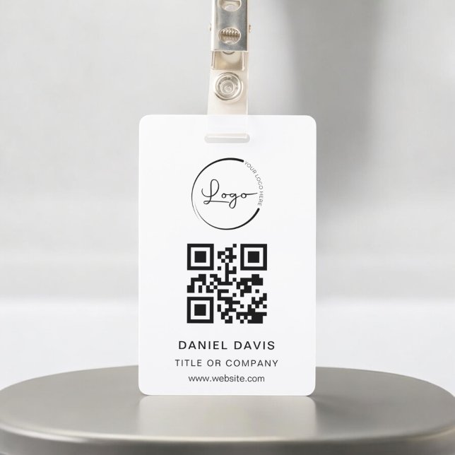 Personalised White Business Logo QR Code ID Badge (Creator Uploaded)