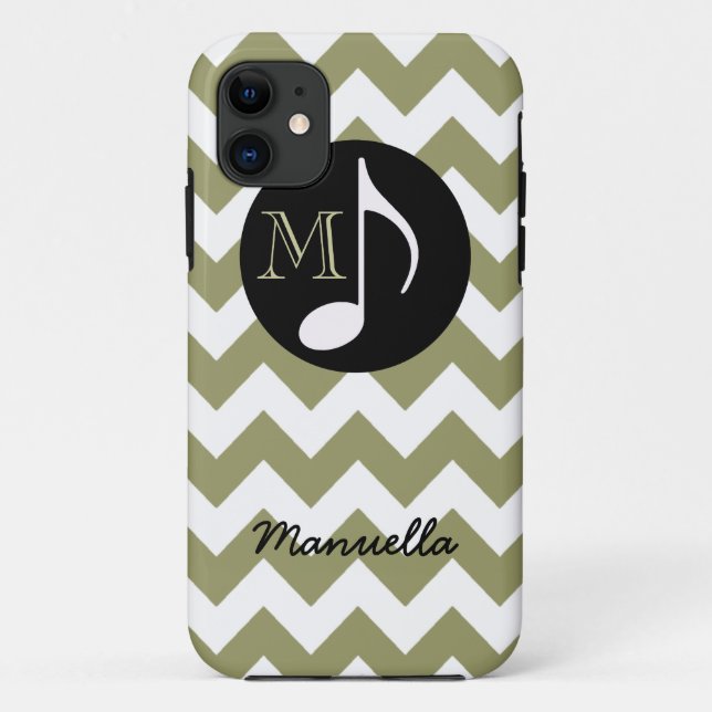 personalised white chevron ~ music note Case-Mate iPhone case (Back)