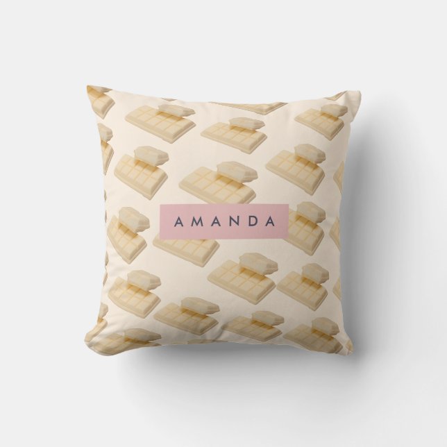Personalised White Chocolate Bar Pattern Cushion (Front)