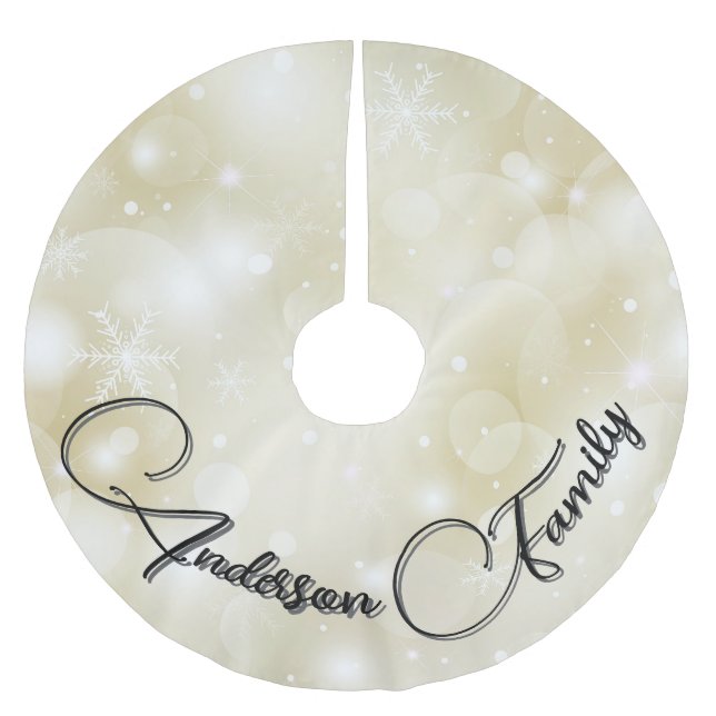 Personalised White Christmas Brushed Polyester Tree Skirt (Front)
