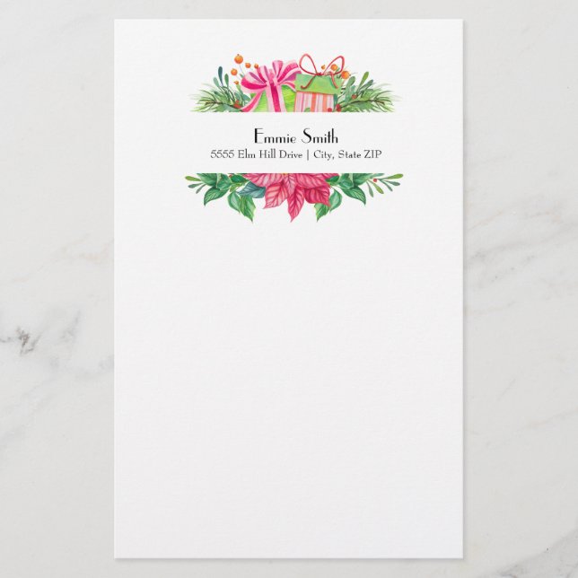 Personalised White Christmas Gifts Stationery (Front)