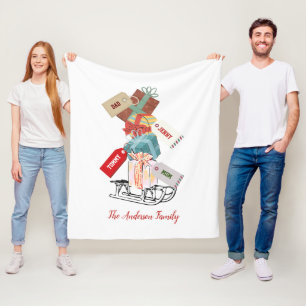 Personalised White Christmas Sled Gifts Chic Cute Fleece Blanket
