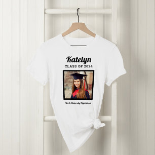 Personalised White Class of 2025 Graduation Photo T-Shirt