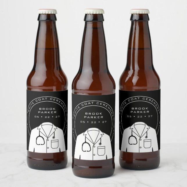 Personalised White Coat Ceremony Party Beer Bottle Label (Bottles)