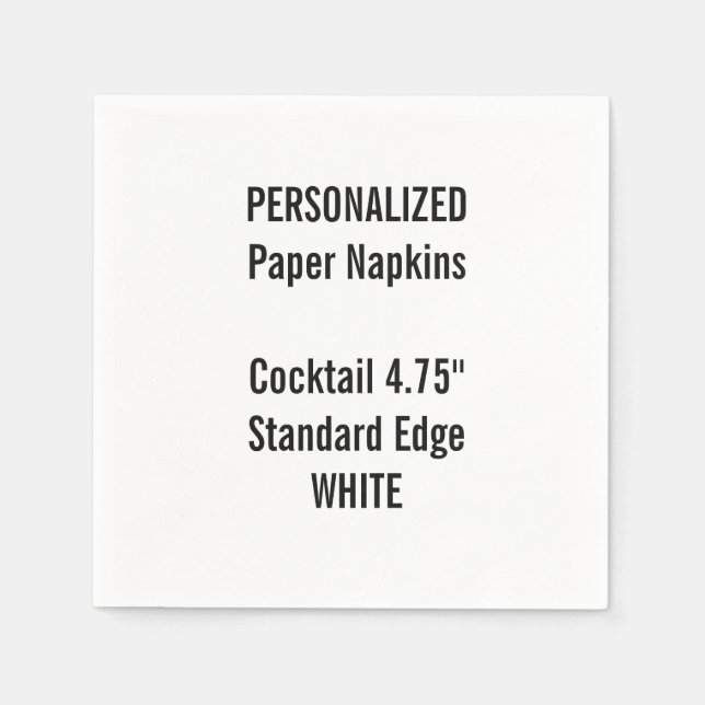 Personalised WHITE Cocktail Paper Napkins (Front)