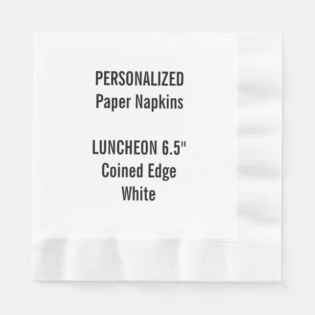 Personalised White Coined LUNCHEON Paper Napkin (Front)
