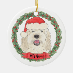 Personalised White Cream Doodle Christmas Ceramic Ornament