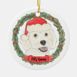Personalised White Cream Doodle Christmas Ceramic Ornament
