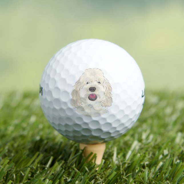 Personalised White Cream Doodle Dog Golf Balls (Insitu Tee)