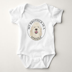 Personalised White Cream Golden Doodle Dog Baby Bodysuit