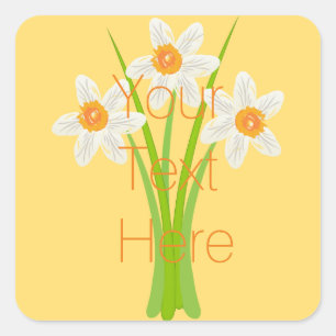Personalised White Daffodils Gardener Florist Square Sticker