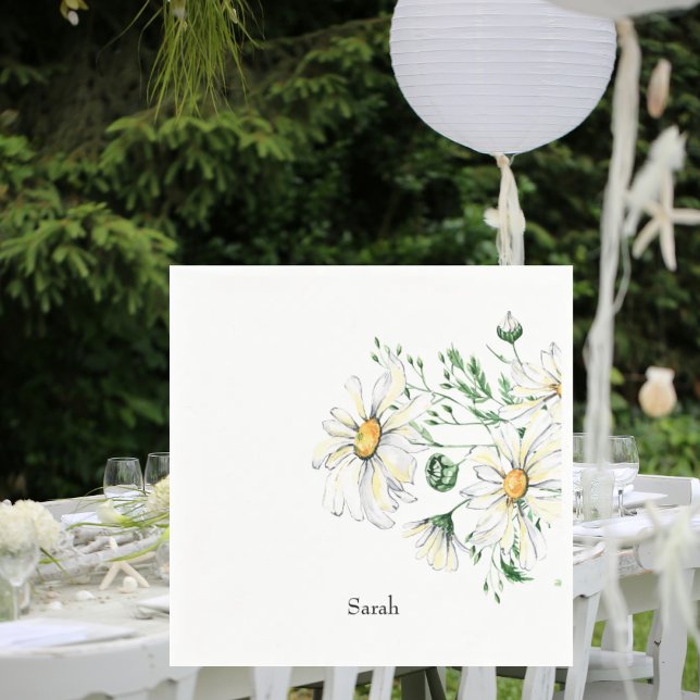Personalised White Daisies Shower Cocktail Napkin (Creator Uploaded)