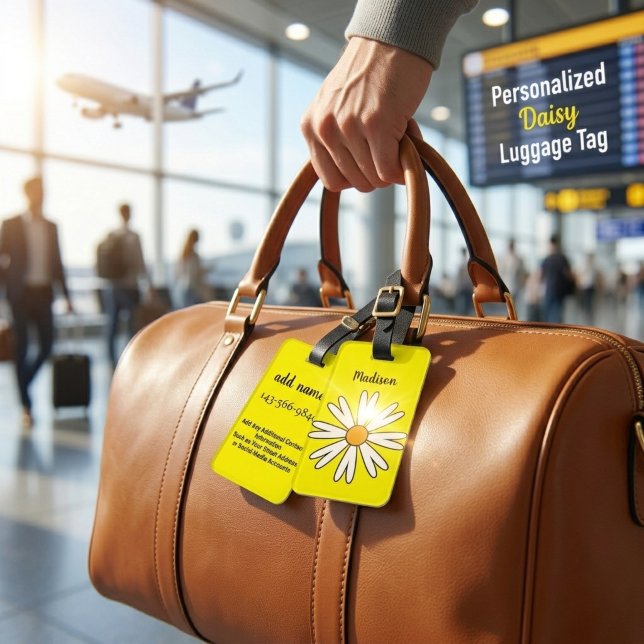 Personalised White Daisy Luggage Tag (Creator Uploaded)