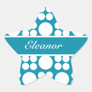 Personalised White Dot Pattern on Bondi Blue Star Sticker