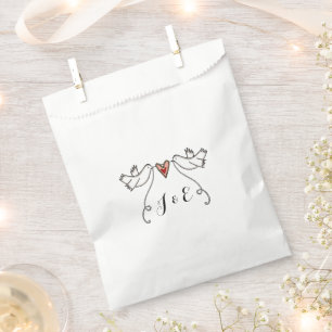 Personalised White Doves Wedding Favour Bags