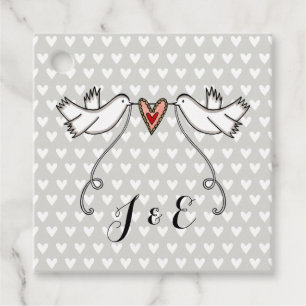 Personalised White Doves Wedding Favour Tags