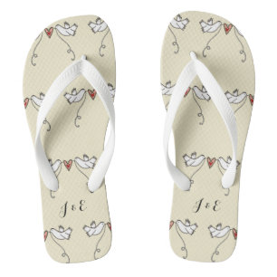 Personalised White Doves Wedding Flip Flops