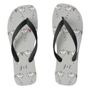 Personalised White Doves Wedding Flip Flops