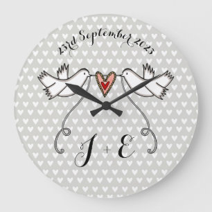 Personalised White Doves Wedding Gift Acrylic Larg Large Clock