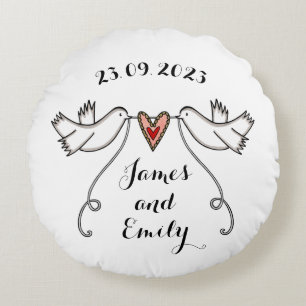 Personalised White Doves Wedding Gift Cushion