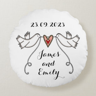 Personalised White Doves Wedding Gift Cushion