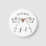 Personalised White Doves Wedding Magnet Favour<br><div class="desc">An illustration of 2 beautiful doves holding flowing ribbon with a love heart attached.</div>