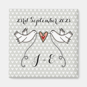 Personalised White Doves Wedding Magnet Favour