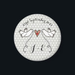 Personalised White Doves Wedding Magnet Favour<br><div class="desc">An illustration of 2 beautiful doves holding flowing ribbon with a love heart attached.</div>