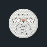 Personalised White Doves Wedding Magnet Favour<br><div class="desc">An illustration of 2 beautiful doves holding flowing ribbon with a love heart attached.</div>