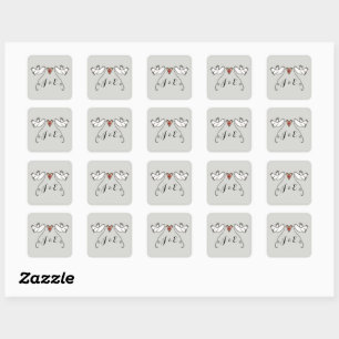 Personalised White Doves Wedding Sticker