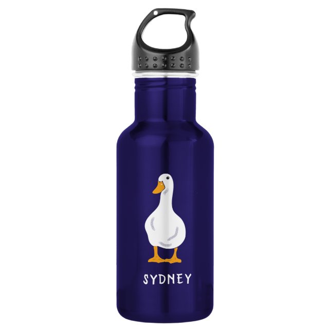 Personalised White Duck Illustration 532 Ml Water Bottle (Front)