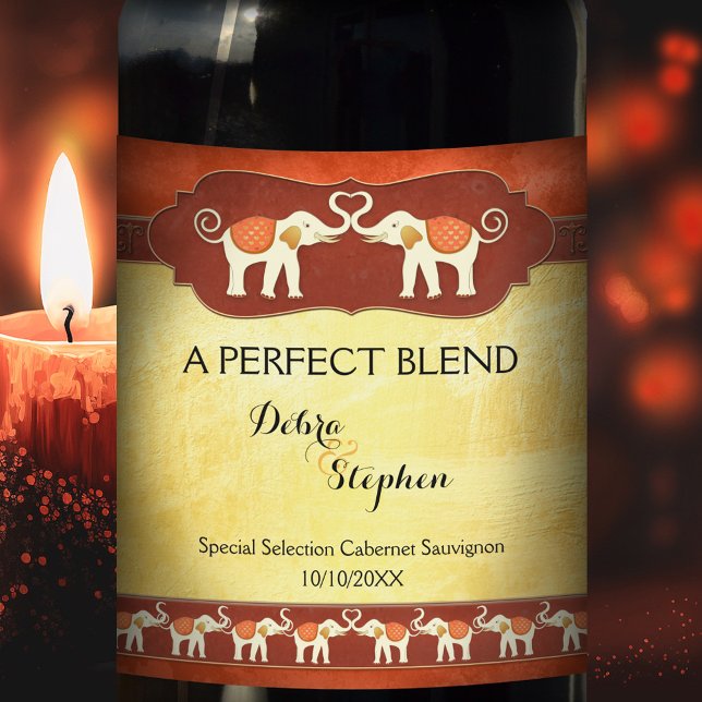 Personalised White Elephants Wedding Wine Label (Creator Uploaded)
