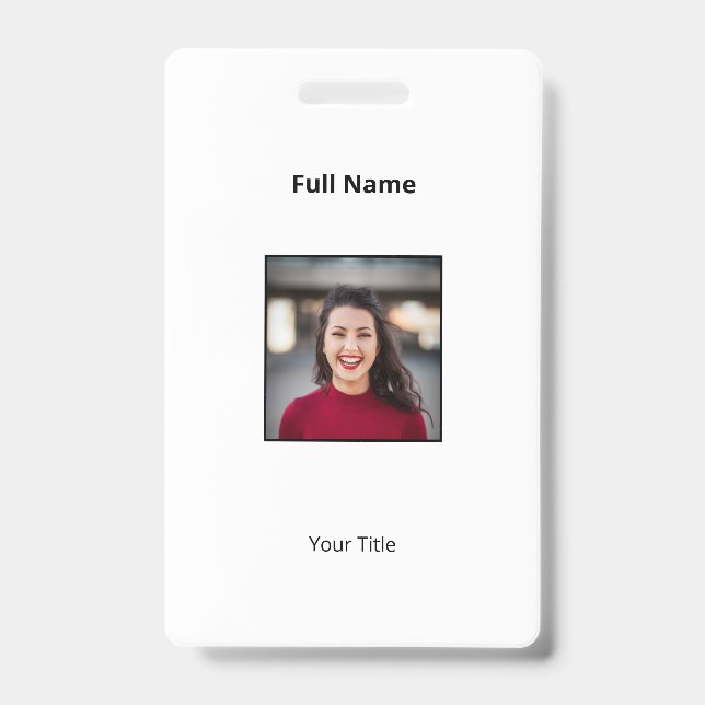 Personalised White Employee Badge Photo & Text ID Badge (Front)