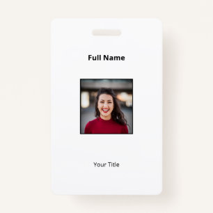 Personalised White Employee Badge Photo & Text ID Badge