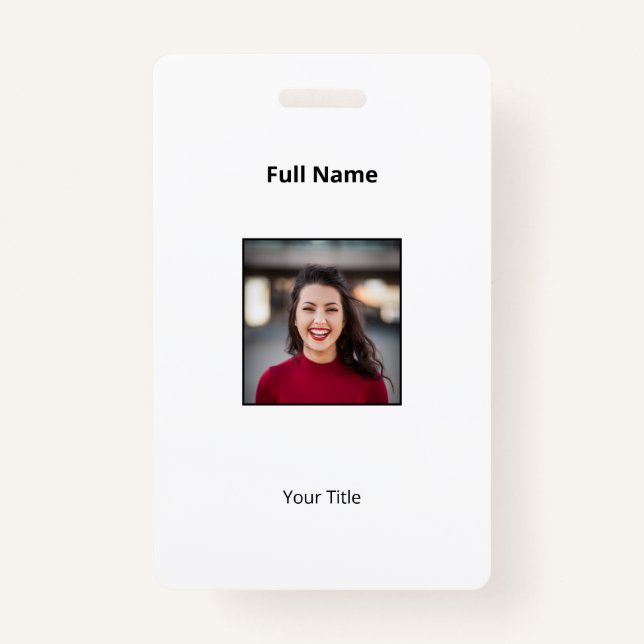 Personalised White Employee Badge Photo & Text ID Badge (Front)