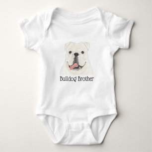 Personalised White English Bulldog Dog Baby Bodysuit