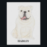 Personalised White English Bulldog Faux Canvas Print<br><div class="desc">I am in love with this beautifully detailed watercolor illustration of a smiling white english bulldog dog! Personalise these canvas art prints with your name or monogram and even and change the background colour to compliment your decor! Shop the rest of my collection for the sweetest housewarming, bridal shower, teacher,...</div>