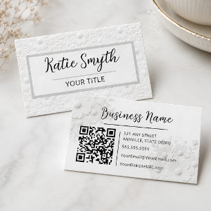 Personalised White Faux Embossed Flora Business Card