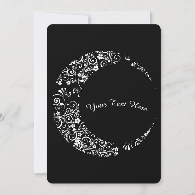 Personalised White Floral Crescent Moon Card (Front)