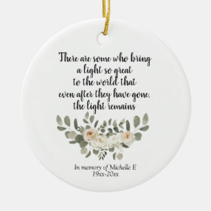 Personalised White Floral Memorial Quote Ceramic Ornament