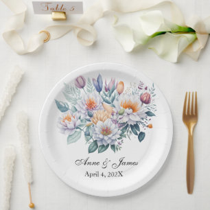 Personalised White Floral  Paper Plate