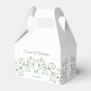Personalised White Floral Vine Heart Gable Favour Box
