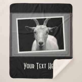 Personalised White Goat Photography Print Sherpa Blanket