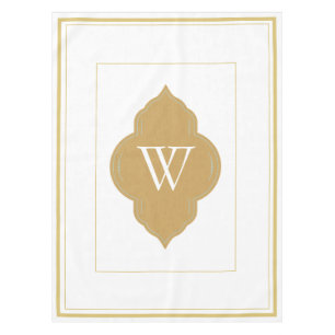 Personalised white & gold initials  tablecloth