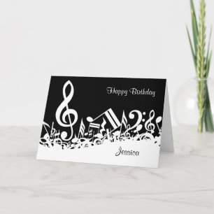 Personalised White Jumbled Musical Notes on Black