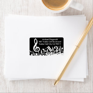 Personalised White Jumbled Musical Notes on Black Label